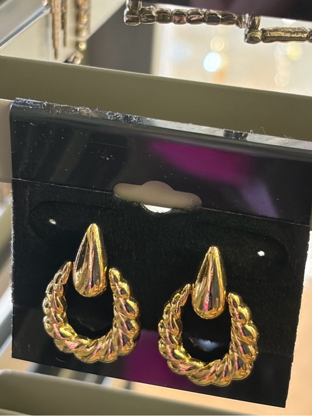 Vintage Gold Teardrop Rope-Loop Earrings - Women Jewelry